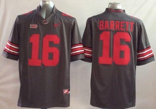 Buckeyes #16 J. T. Barrett Grey Stitched Youth NCAA Jersey